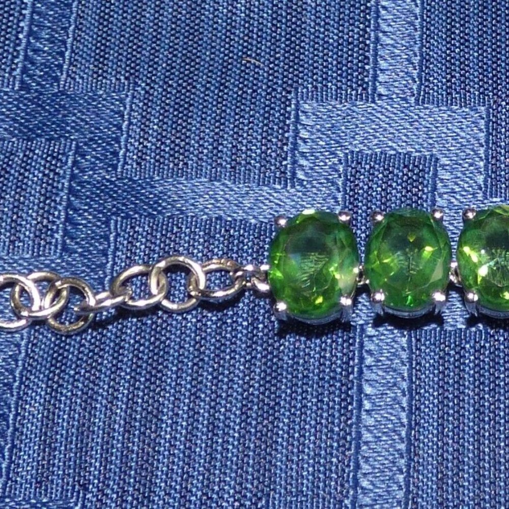 52.46CTS FERN GREEN QUARTZ 8MM X 10MM STERLING SILVER BRACELET LE 70 - Picture 3 of 11